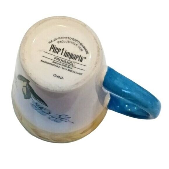 Vintage Pier 1 Imports 'Provence' Hand-painted Earthenware Coffee Mugs Set of 4 - Picture 6 of 8